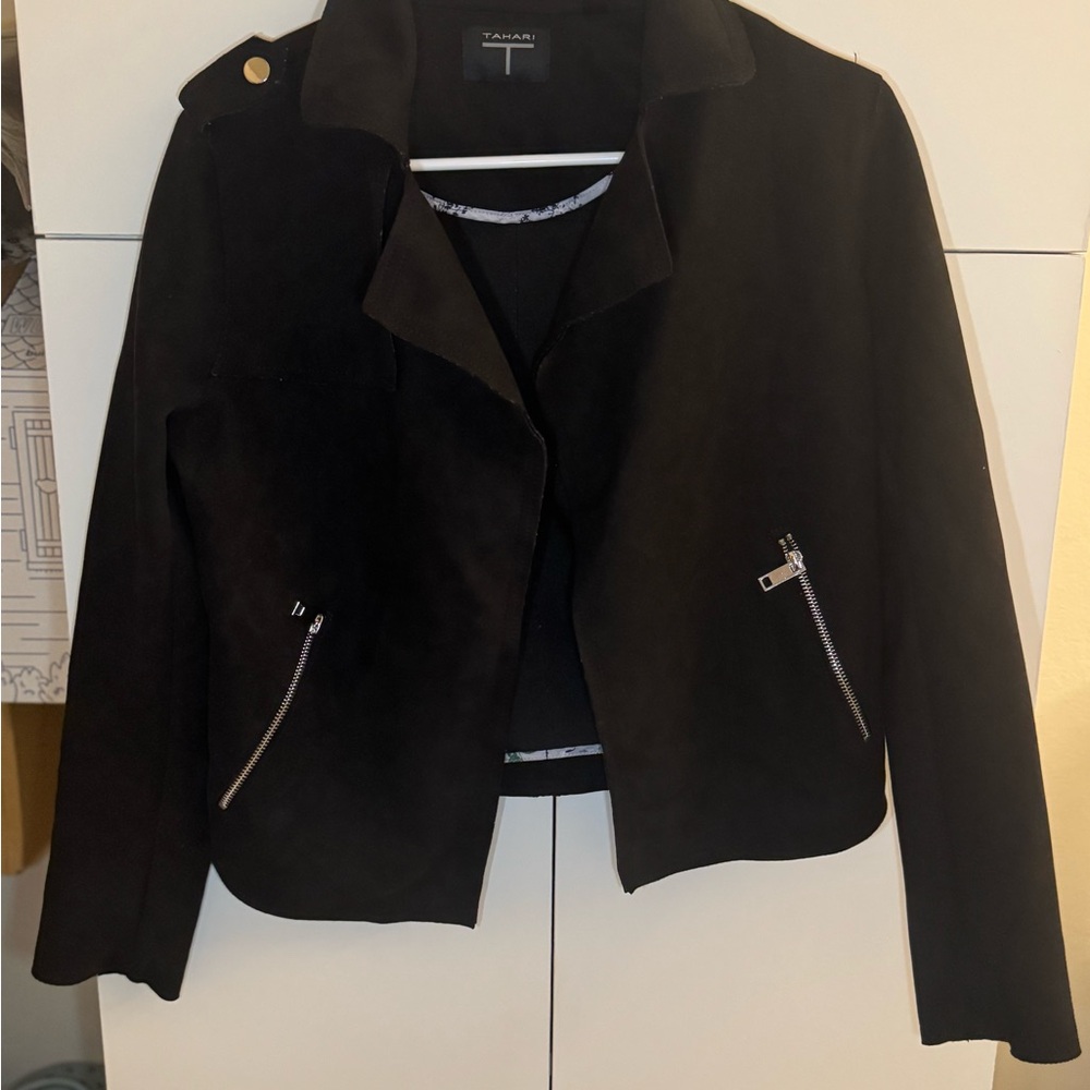 Black Leather Jacket with Silver Accents